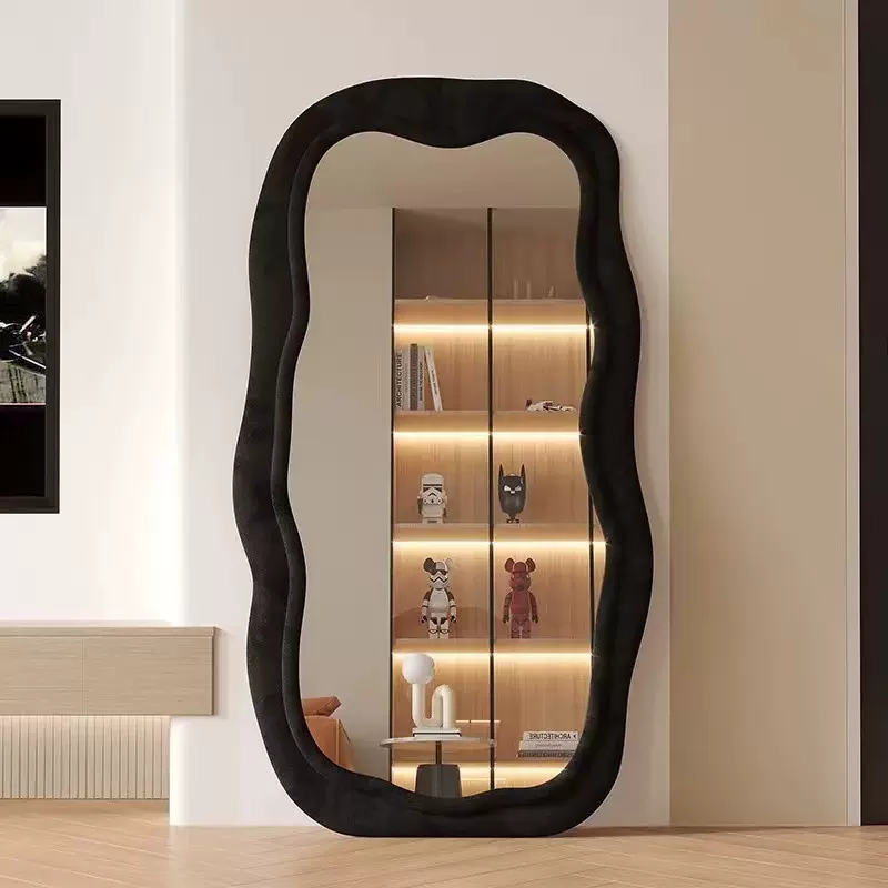 轻奢风异形波浪全身镜网红家用客厅卧室落地镜厂家批发服装店镜子