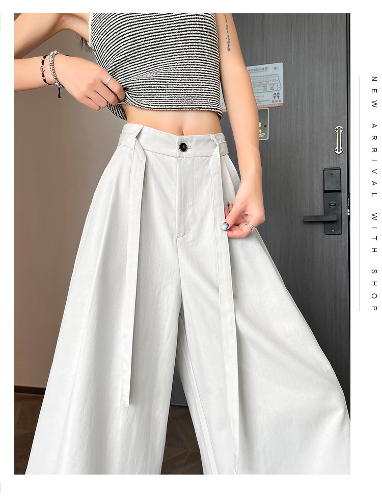 Quần culottes nữ ống rộng cạp cao suông rủ dáng dài 9 phân chất liệu lụa mát mùa hè — màu đen chi tiết 23