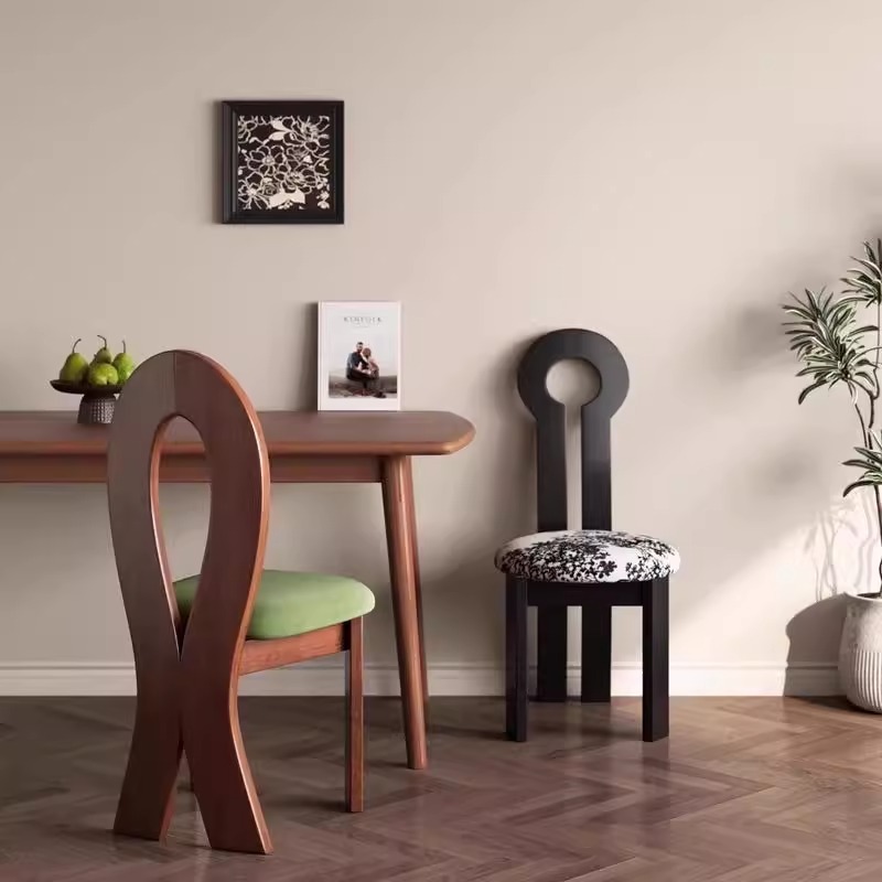 Solid Wood Chair Dining Chair Home Backrest Chair Restaurant Dining Table Chair Stool Designer Nordic French Mermaid Chair Key