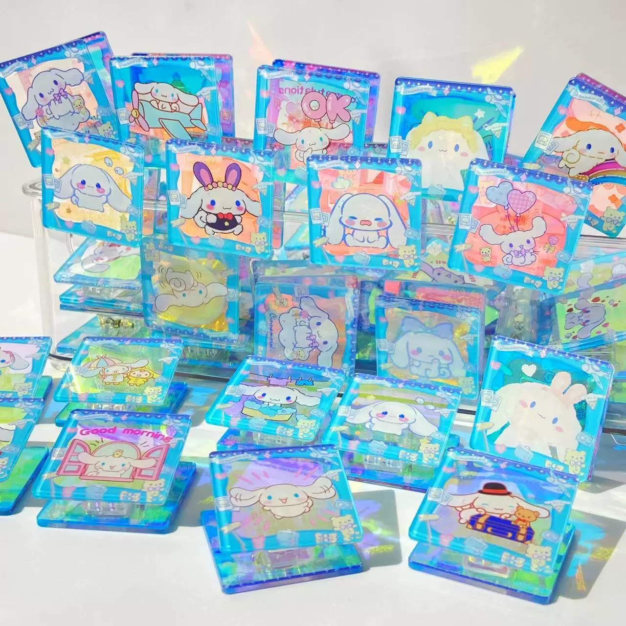 Cartoon square sticker for buttock skin, acrylic storage system, 50 pieces