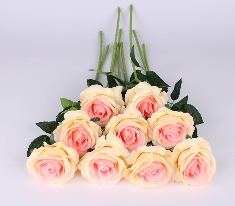 Simulato rosa singola falsa rosa casa, soggiorno, tavolo da pranzo, decorazione, simulazione di fiori di seta di fiori artificiali_voghion.com
