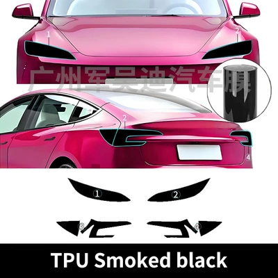 Cross-Border Exclusive Supply for the Car headlight protective film - tesla-2024-refreshed-version-headlight-taillight-tpu-blackened-film-tpu-headlight-film-taillight-film