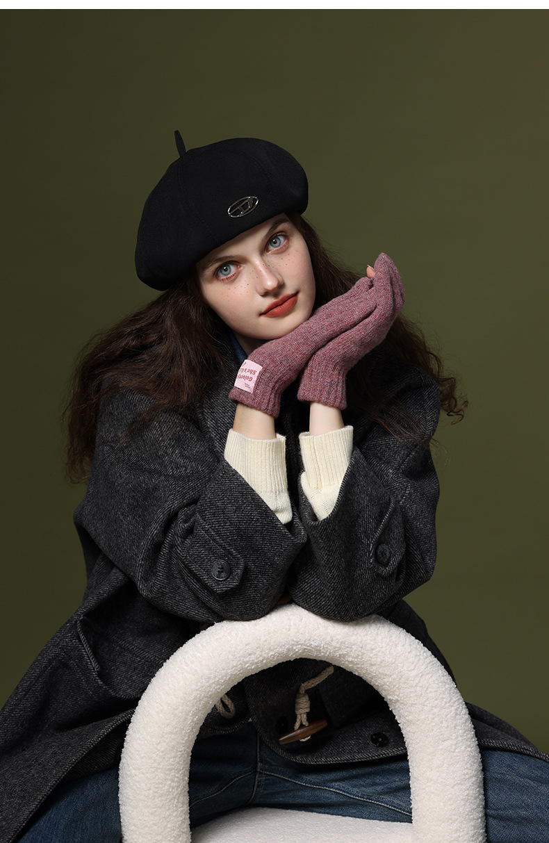 Knitted Wool Gloves For Women Windproof Thermal Fleece Lined_voghion.com