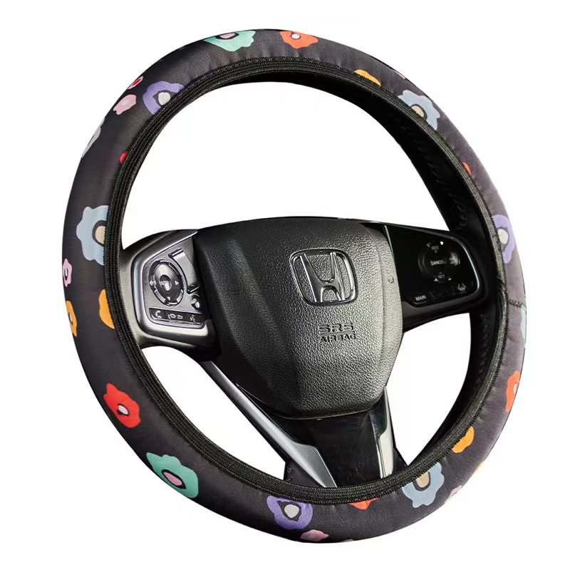Sunflower Elastic Steering Wheel Cover Without Inner Ring, Printed Elastic Steering Wheel Cover, Cross-Border Manufacturer Wholesale