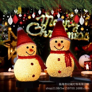 Cross-Border Solar-Powered Snowman Ground Stake Garden Lights, Courtyard Ornaments, Atmospheric Led Christmas Decorative Solar Lights