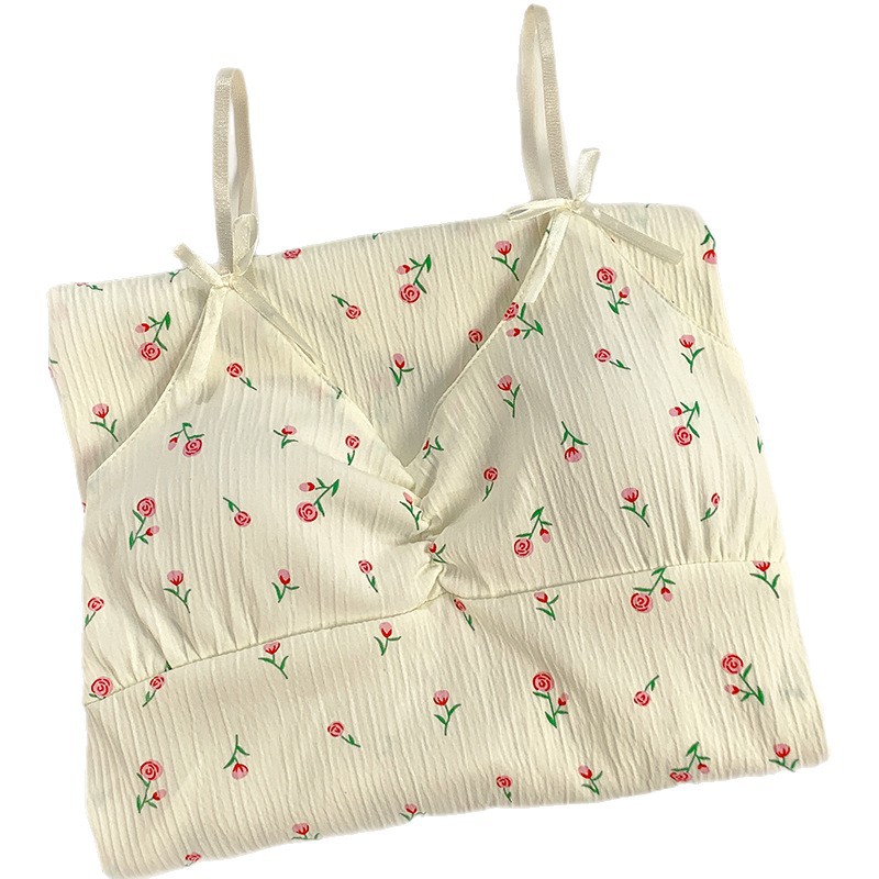 Camisón fino de algodón de imitación de verano, falda media para mujer, dulce, pequeña y fresca con almohadilla para el pecho, camisón para el hogar, comercio exterior al por mayor, Douyin
