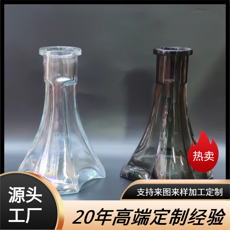 跨境厂家货源阿拉伯水烟配件大号水烟玻璃瓶三角瓶shisha hookah