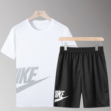 夏季男士运动套装2021新款休闲短袖跑步韩版潮修身五分短裤两件套