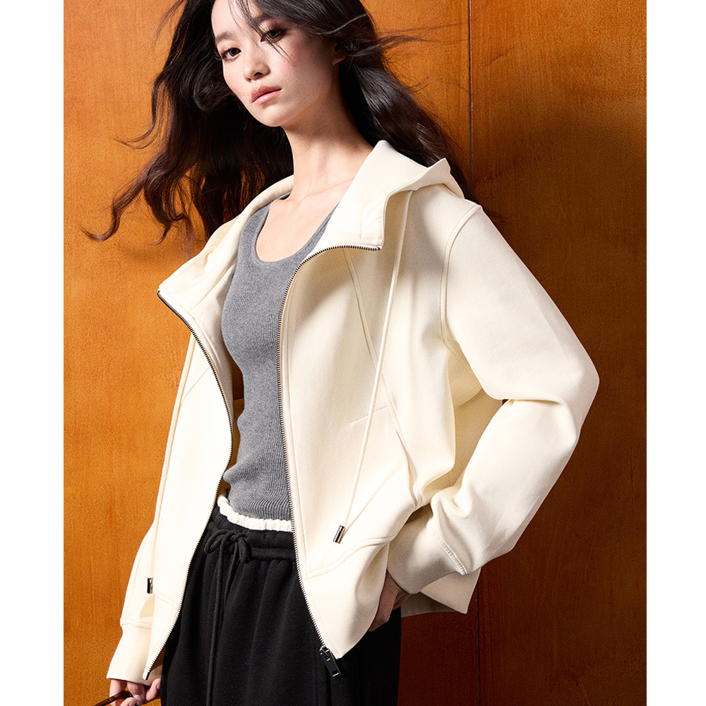 【Shengdu】26 Spring New Miu-Style Sporty Casual Lazy Ins-Style Loose Cotton Hooded Zipper Sweatshirt Jacket for Women