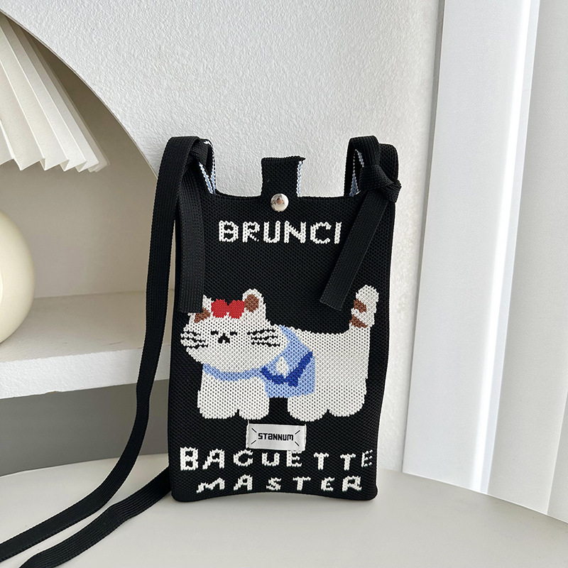 Nuevo lindo cachorro de punto mini bolso de teléfono móvil versátil viaje pequeño bolso de cambio portátil bolso de mujer