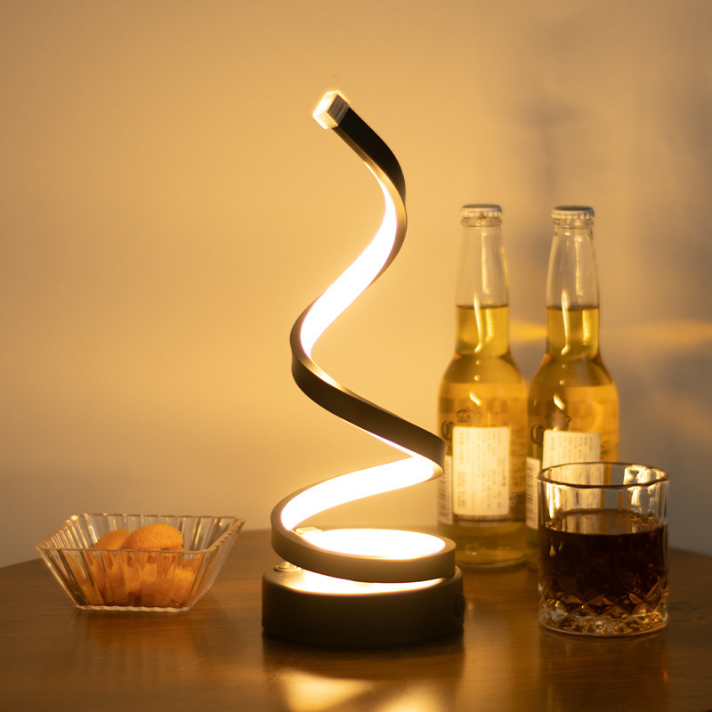 Exclusive For Cross-border E-commerce: Modern Spiral Simple And Adjustable LED Table Lamp, USB-powered, Eye-protective_voghion.com