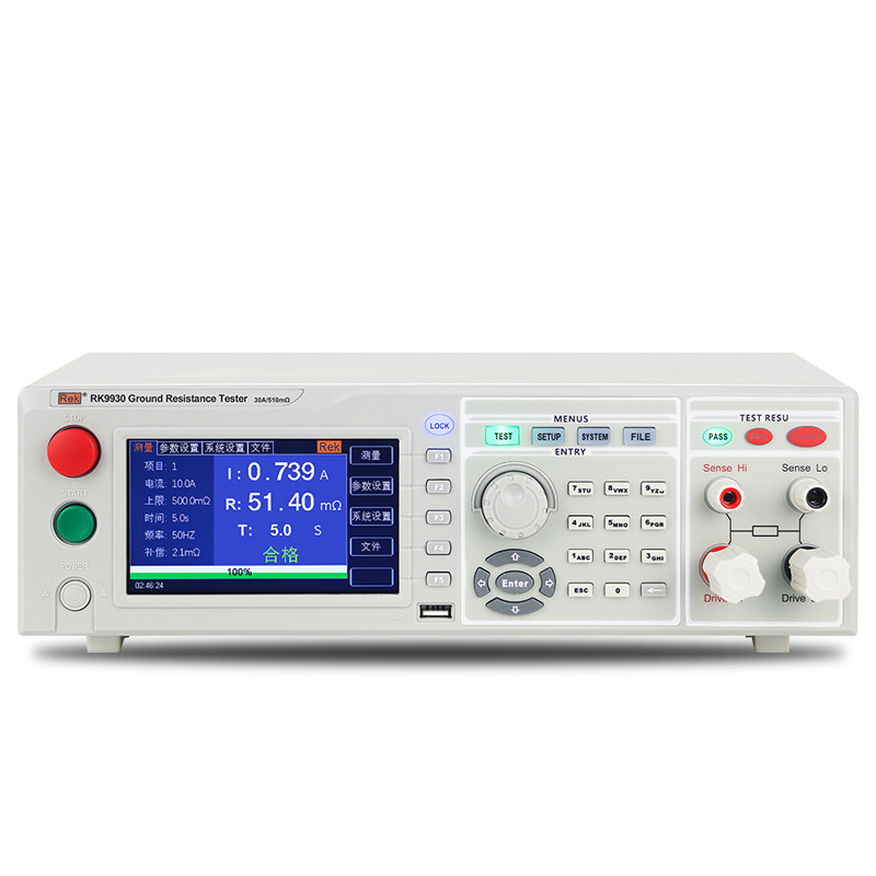 Rek美瑞克RK9930程控接地电阻测试仪5 寸TFT液晶屏30~60A电流范围