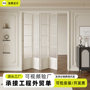 Folding Door Partition Door Sliding Door French Retro Titanium Magnesium Aluminum Alloy Bathroom Kitchen Balcony Living Room Glass Door