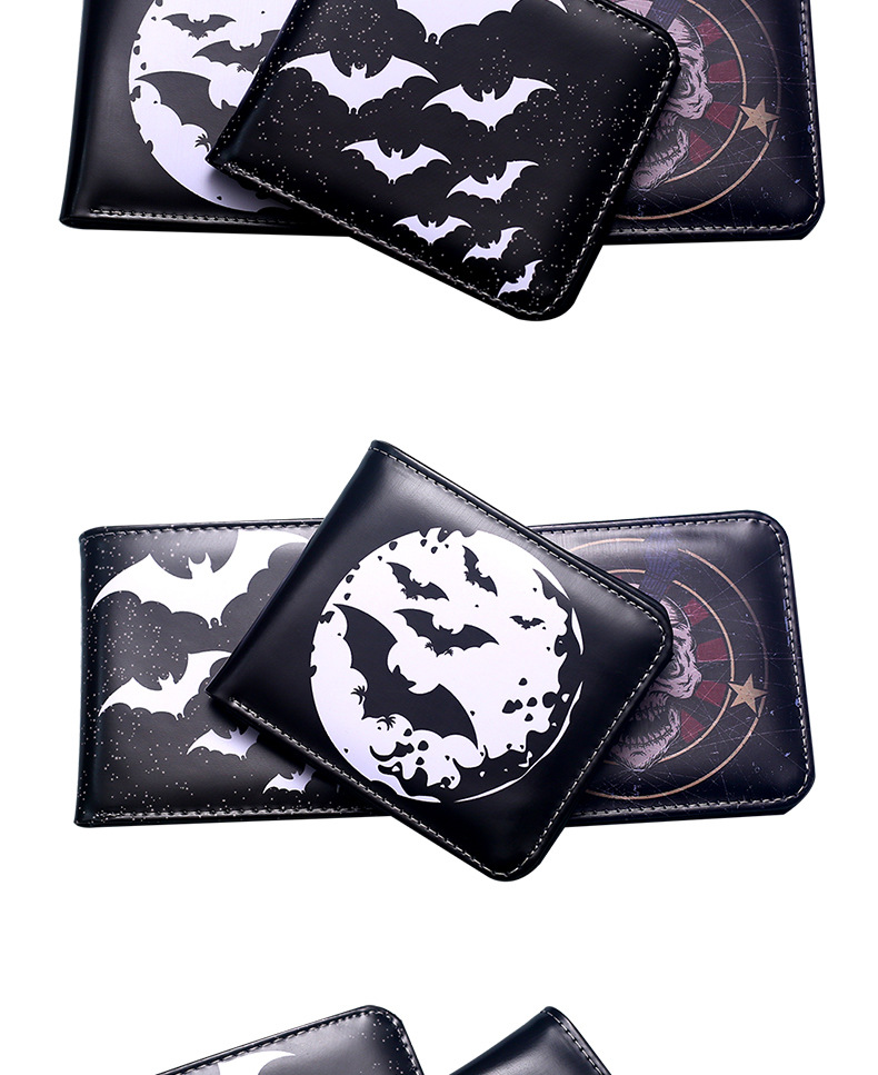 Men's Bat Skull PVC Open Small Wallets display picture 11