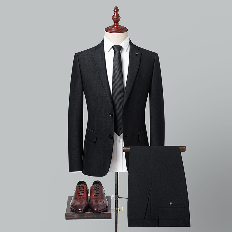 Men's New Frosted Black Suit Suit Men's Wedding Two-Piece Business Casual Formal Wear Groomsmen Striped Dress Men's New Frosted Black Suit Suit Men's Wedding Two-Piece Business Casual Formal Wear Groomsmen Striped Dress