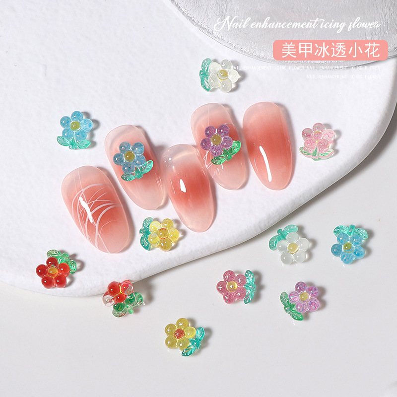 Ice through the nail flower jewelry fairy spirit Joker three-dimensional resin flower nail stickers diy nail diamond accessories wholesale