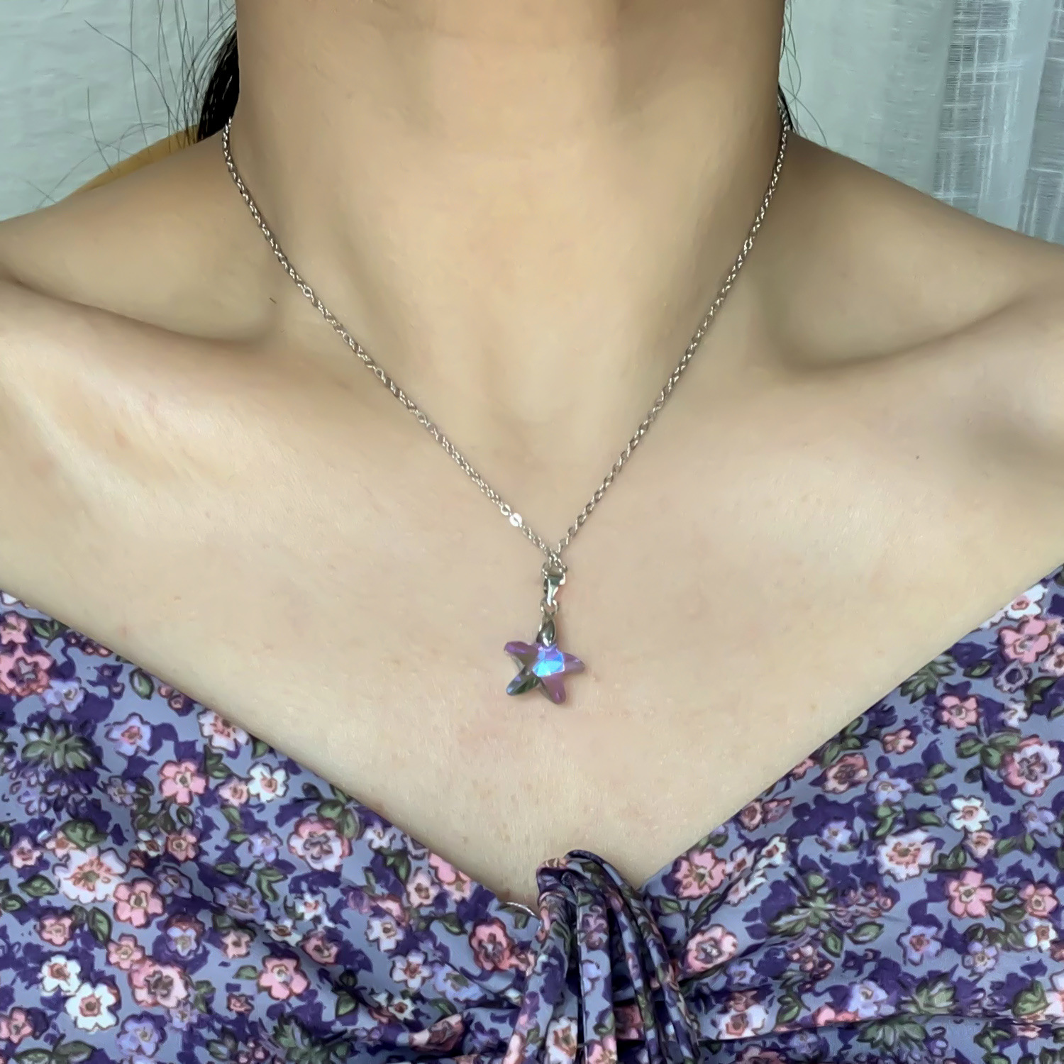 Fashion Starfish Heart Shape Alloy Plating Artificial Crystal Womenu0027S Pendant Necklace 1 Piece