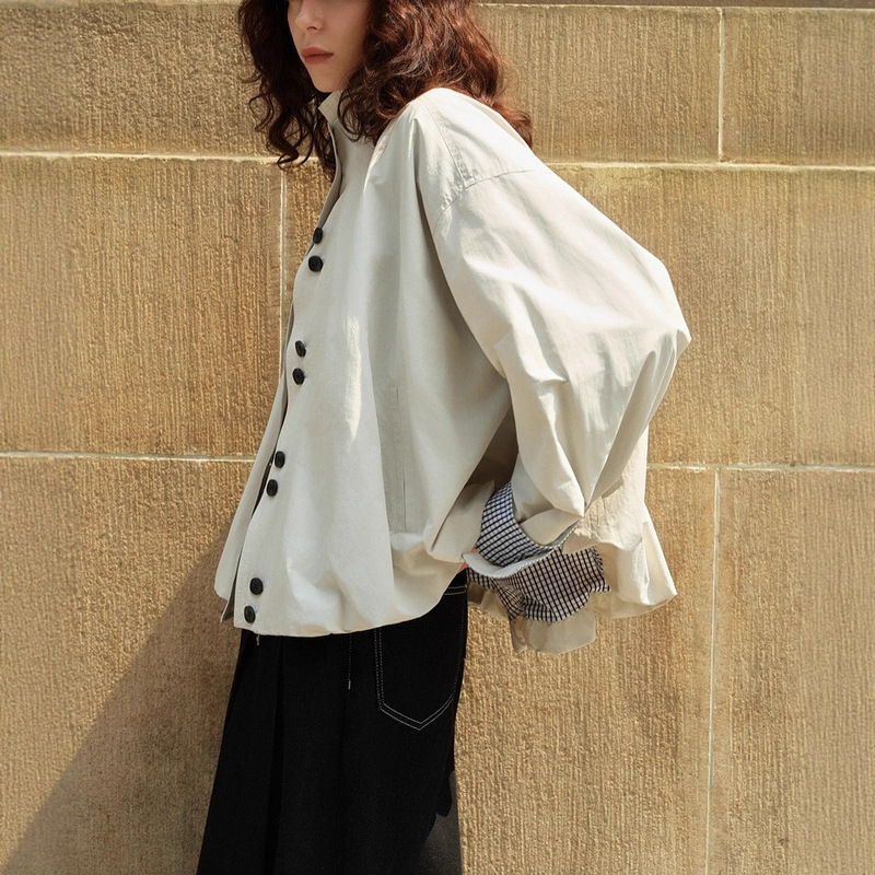 [White Noise Jacket] Flower Bud Type Short Jacket for Women 2025 Autumn New Workwear Loose Work Clothing Top