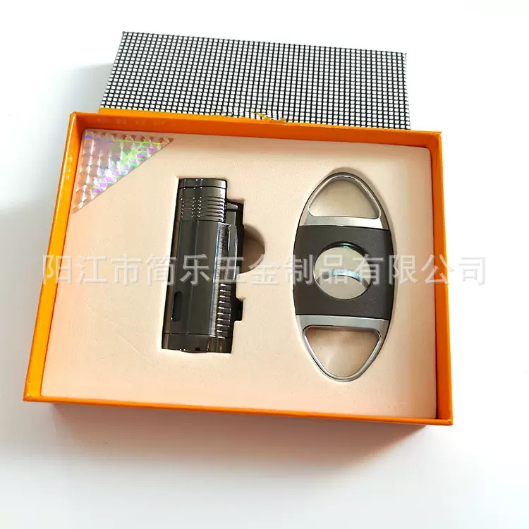 现货雪茄剪打火机套装 雪茄打孔器 雪茄工具 精美礼盒包装打火机