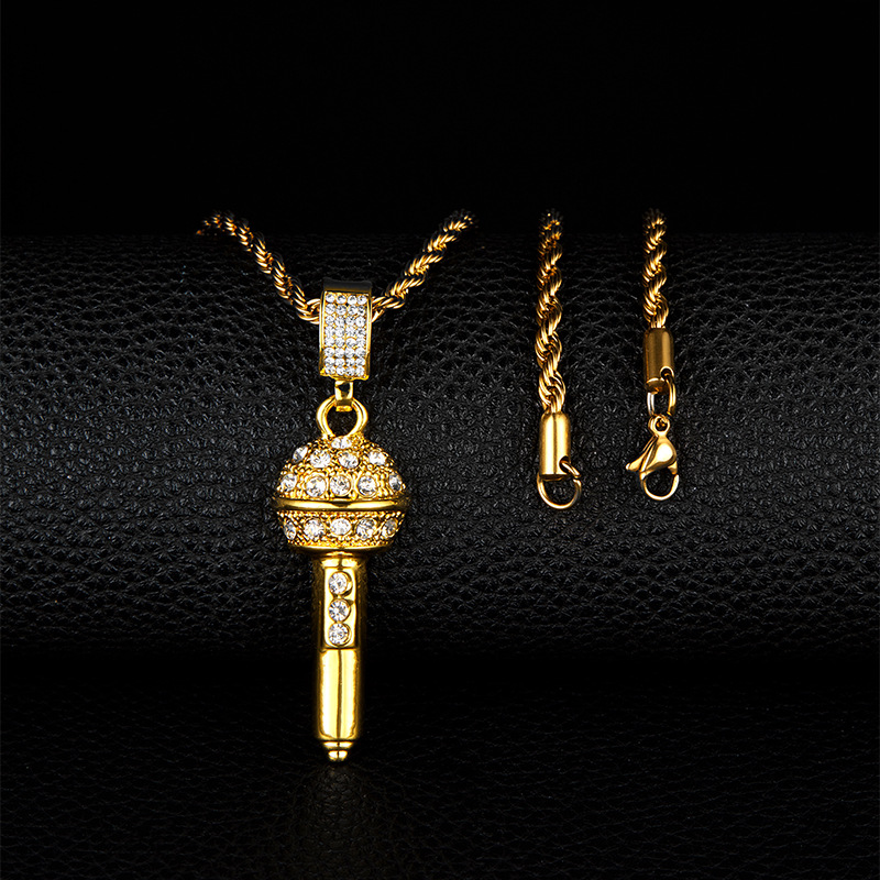 Unisex Hip-hop Microphone Plating Rhinestone Alloy Necklace display picture 4