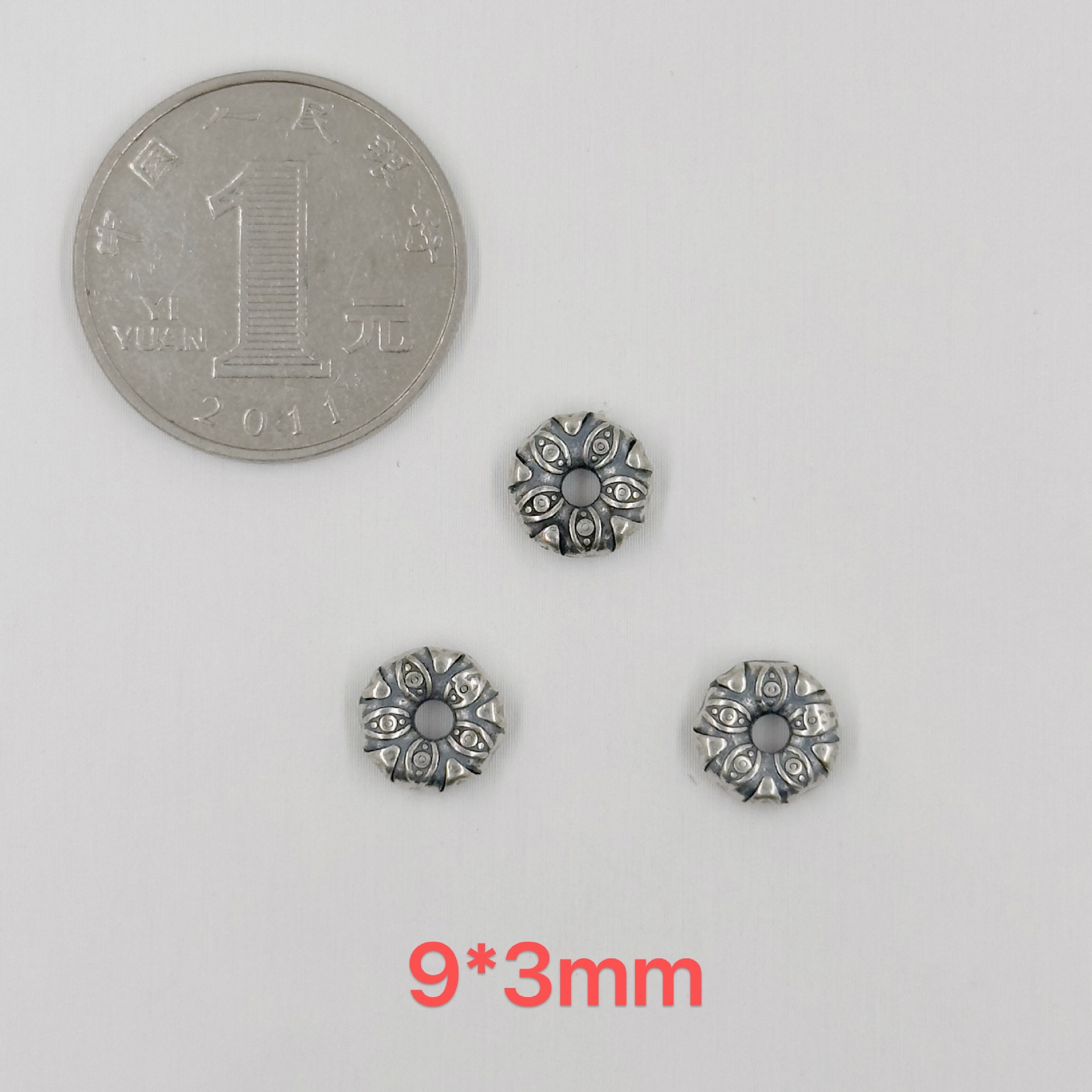 384-417 Shanxi vintage old silver spacer beads DIY accessories 9997 silver bracelet jewelry accessories
