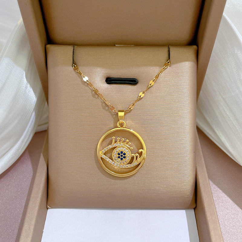 Collar de lujo en oro real para mujer cadena de clavícula_voghion.com