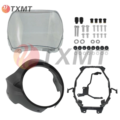 Headlight Cover Windshield Bumper — Motorcycle front windshield - matt-gray-headlight-shade-smoke-gray-windshield