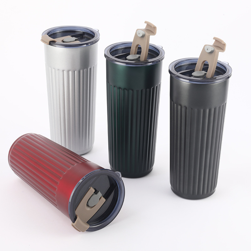 Nueva ventosa de vacío con mango 304 de acero inoxidable simple taza de oficina taza de negocios con tapa de taza de café al por mayor