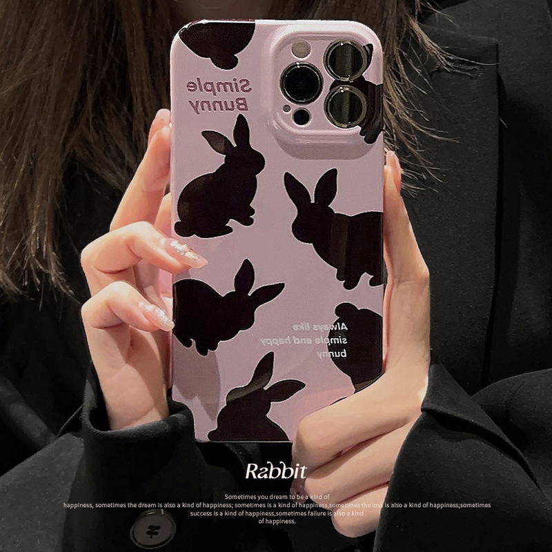 Film Black Rabbit Iphone17 Apple Phone Case 14Promax Simple Style 11 Suitable for 12Th Generation 15 Full Coverage 16 Cool