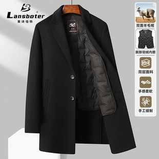 2025 Autumn and Winter Thickeneded Double-Layer Double-Sided Wool Outwear Men's Mid-Length down Liner Jacket Large Size Men's Clothing