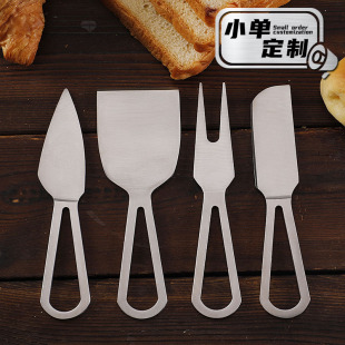 Cross-border in stock one-piece stainless steel cheese knife cheese knife all-steel western food knife four-piece cheese tool