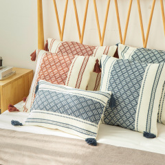 棉線編織色織提花靠墊青瓷系列簡約沙發抱枕套客廳臥室床頭靠枕