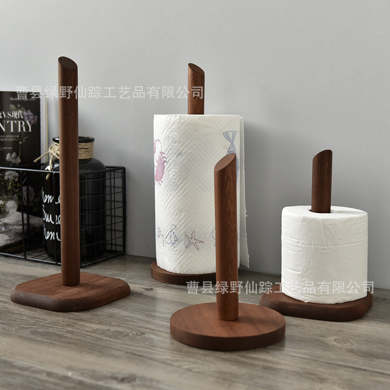 Retro Pine Wood Kitchen Paper Towel Holder Wooden Roll Paper Storage...