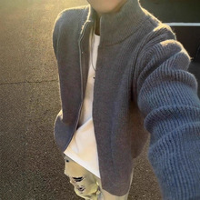 2025年新款立领毛衣慵懒简约针织衫男款百搭潮流i时尚设计感长袖