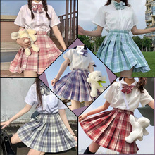 日系新款JK制服套装春夏新款衬衫百褶裙格子裙女裙学生校服学院风