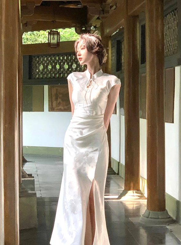 从一时刻【总统府千金】新中式复古改良旗袍连衣裙女夏开叉包臀裙|undefined