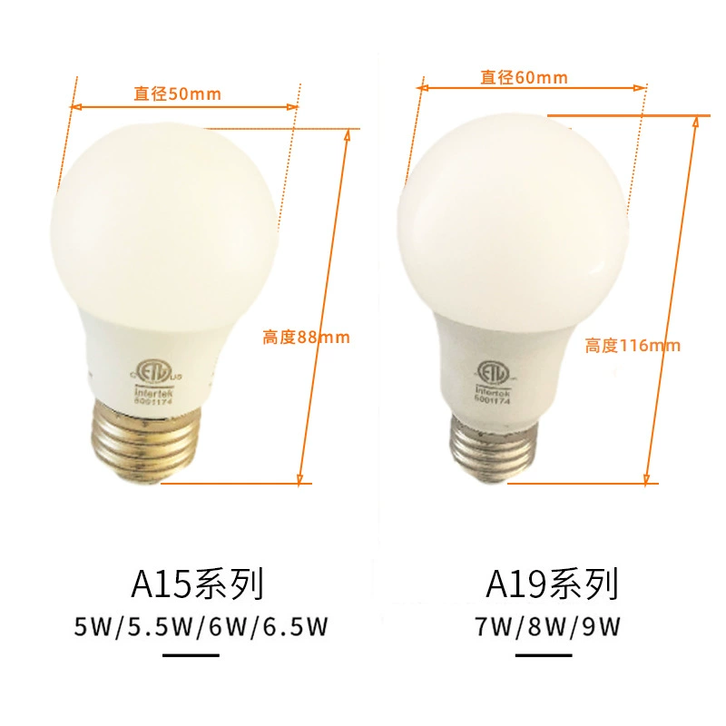 Светодиодная лампа A15, силикон-контролируемая, 120V 5.5W/6W/6.5W, стандарт США, без мерцания, DOB, сертификация ETL