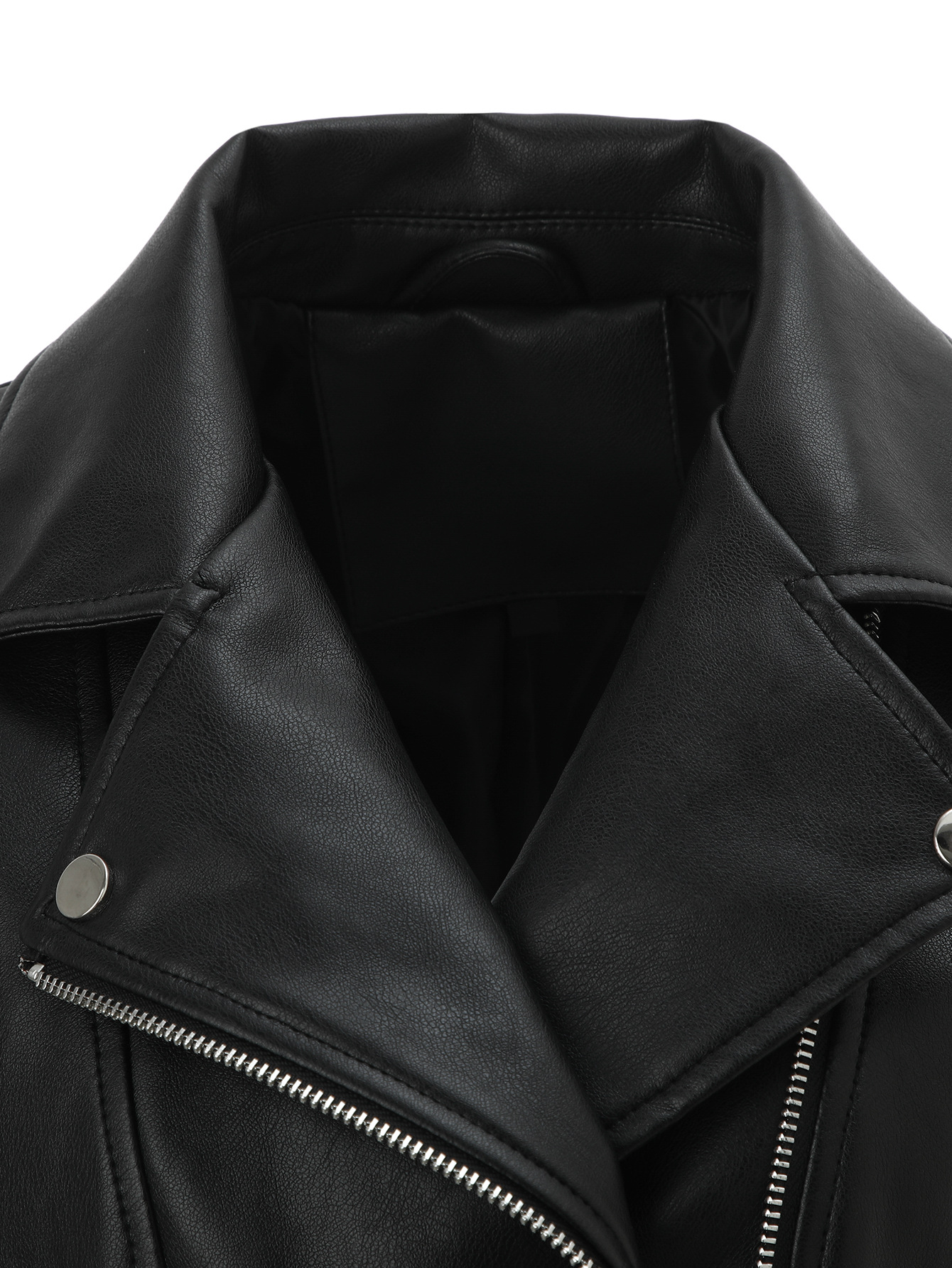 Cross-border women's PU leather jacket European and American motorcycle style lapel waist jacket Women's jacket 4