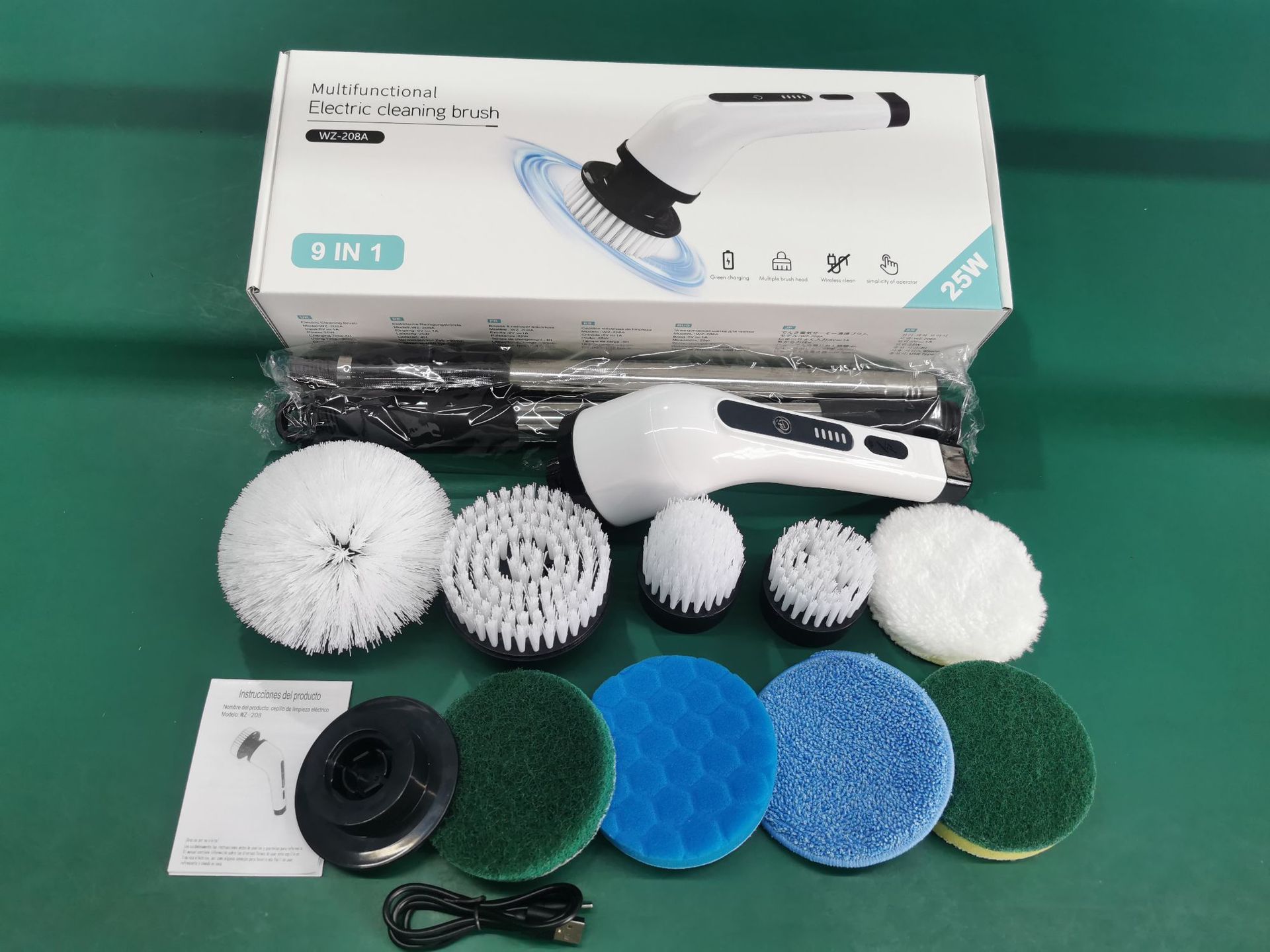 Cepillo de limpieza eléctrico multifuncional transfronterizo siete en uno // Jiuhe limpieza de automóviles cepillo de lavado de carga inalámbrico A18