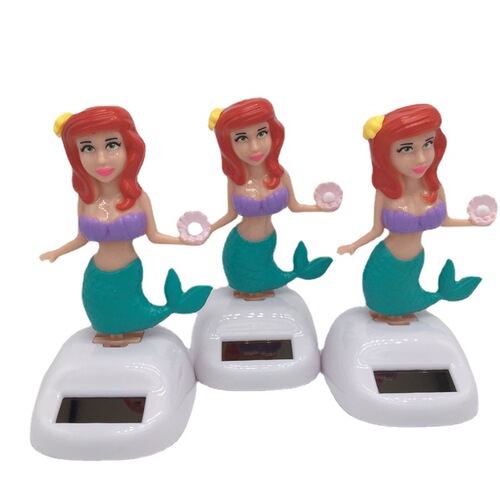 Internet celebrity solar car ornaments car accessories cartoon bobblehead doll creative mermaid gifts wholesale