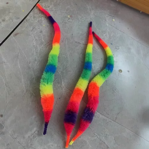 Pet Supplies Rainbow-Colored Magic Caterpillar Naked Worm Eyeless Wireless Magic Worm Pet Toy for Cats and Dogs