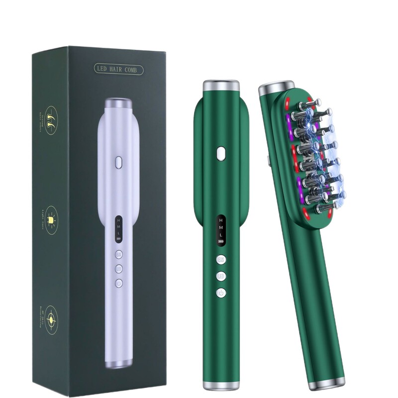 新しい多機能ヘッドマッサージコーム、頭皮液体ガイド、ヘアケア導入コーム、振動赤色光ヘアケアコーム|undefined