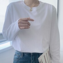 重磅精梳纯棉230g纯色圆领长袖t恤男女装内搭长袖上衣打底衫批发