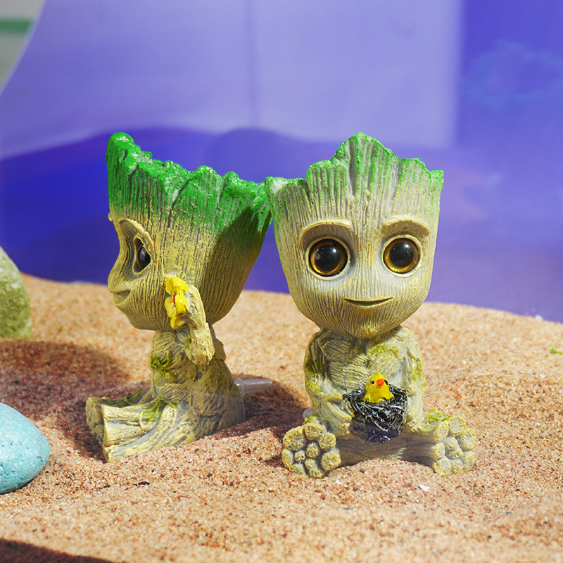 Tanque de peces acuario resina árbol hombre decoración refugio casa decoración sumergido Marvel Grut Groot Fish Tank paisaje