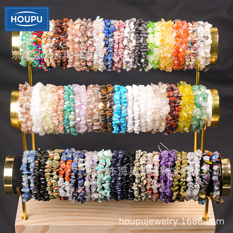 Natural gravel bracelet 5-8mm, amethyst elastic string stretchable Temu AliExpress TK cross-border explosions