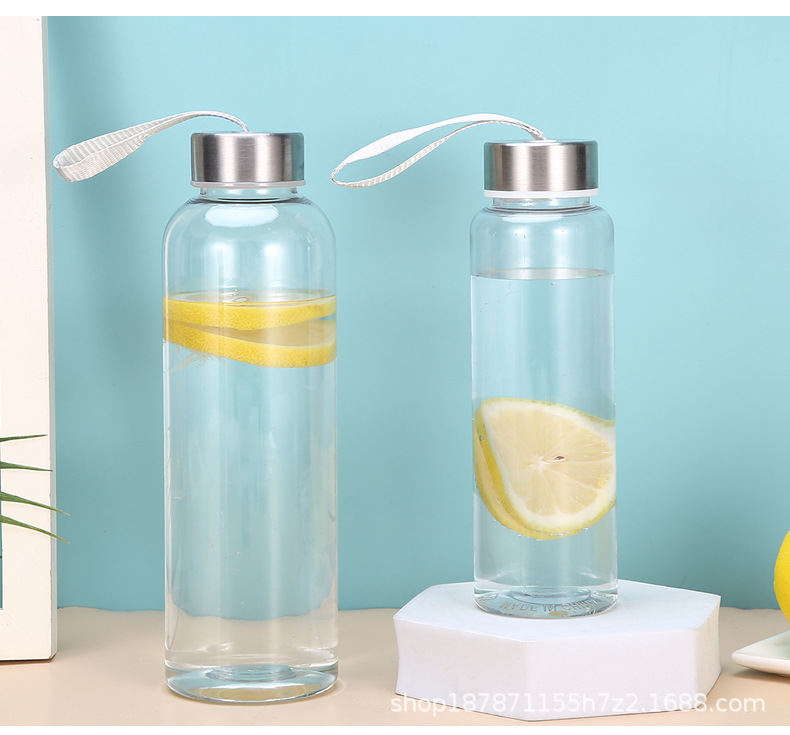 Kreative Wasserflasche aus Kunststoff mit Edelstahlverschluss, offener Sporttrinkbecher, tragbare Reisetasse, Studentenbecher, tragbare Weltraum-Tasse