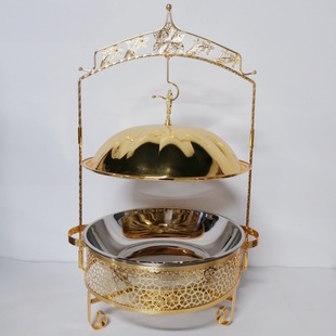 Stainless Steel Buffet Stove High-End Restaurant Stove Insulation Stove Alcohol Heating Golden Cut Out Hanging Stove Food Heater