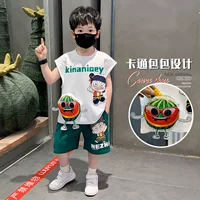 Летний костюм без рукавов для мальчиков Seamai Beibei Nezha, новинка 2025 года, крутой красивый тонкий дышащий жилет для мальчиков, детский