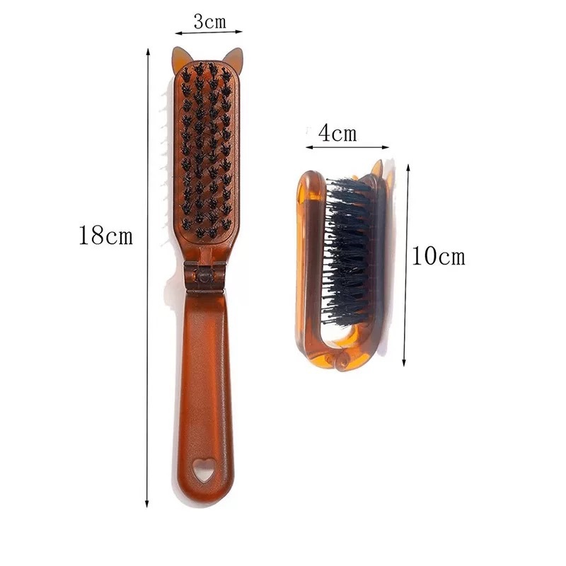 Portable folding bristle comb