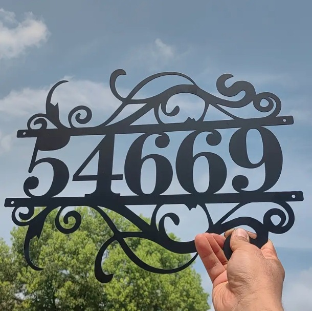 Nuevas tarjetas de dirección de casas metálicas transfronterizas personalizadas con nombres y números de hierro forjado duradero Arte de la pared exterior